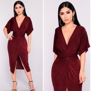 Fashion Nova Dresses - Burgundy Knot Dress Fashion Nova Dresses - Burgundy Knot Dress
